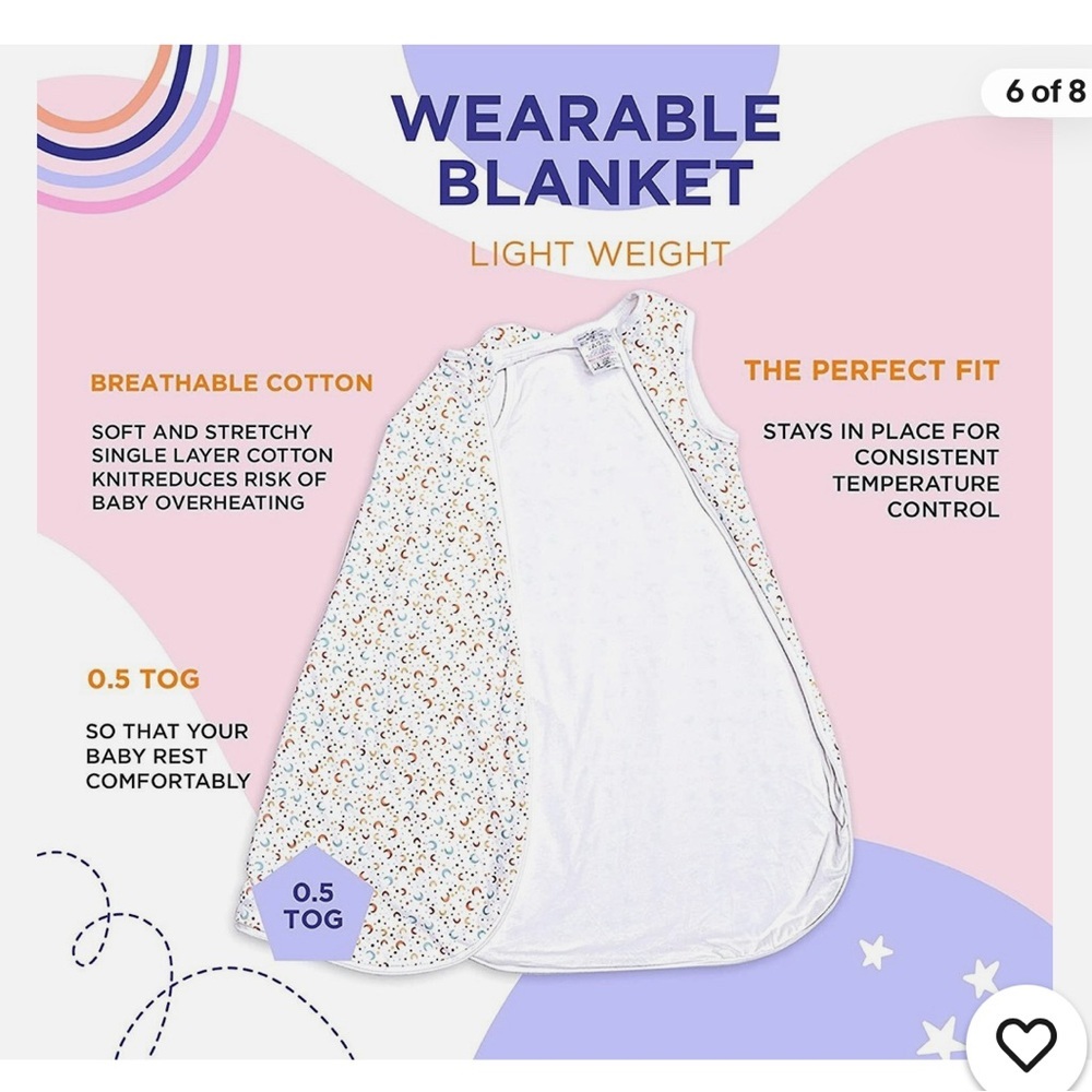 Baby Sleep Sack and Baby Bib with 100% Cotton Material 0-6 months - Picture 3 of 7